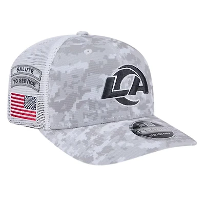 Los Angeles Rams White Digital Camo 2024 NFL Salute to Service New Era 9SEVENTY Trucker Snapback Hat