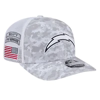 Los Angeles Chargers White Digital Camo 2024 NFL Salute to Service New Era 9SEVENTY Trucker Snapback Hat