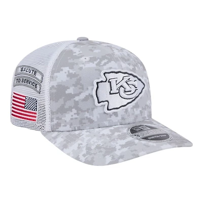 Kansas City Chiefs White Digital Camo 2024 NFL Salute to Service New Era 9SEVENTY Trucker Snapback Hat