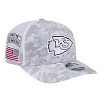 Kansas City Chiefs White Digital Camo 2024 NFL Salute to Service New Era 9SEVENTY Trucker Snapback Hat