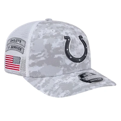 Indianapolis Colts White Digital Camo 2024 NFL Salute to Service New Era 9SEVENTY Trucker Snapback Hat