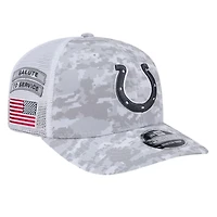 Indianapolis Colts White Digital Camo 2024 NFL Salute to Service New Era 9SEVENTY Trucker Snapback Hat