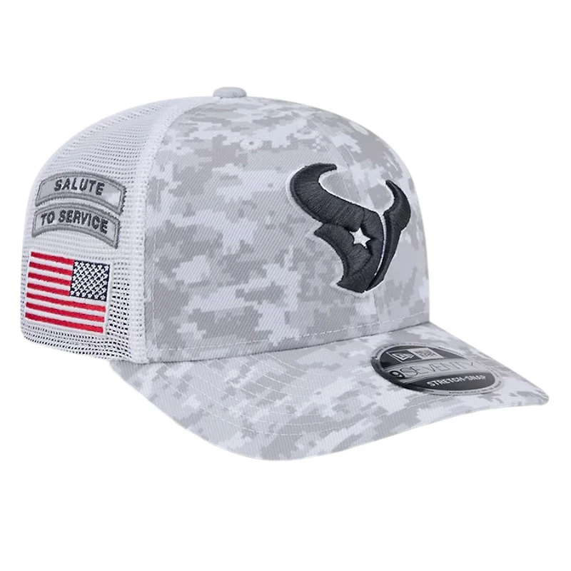 Houston Texans White Digital Camo 2024 NFL Salute to Service New Era 9SEVENTY Trucker Snapback Hat