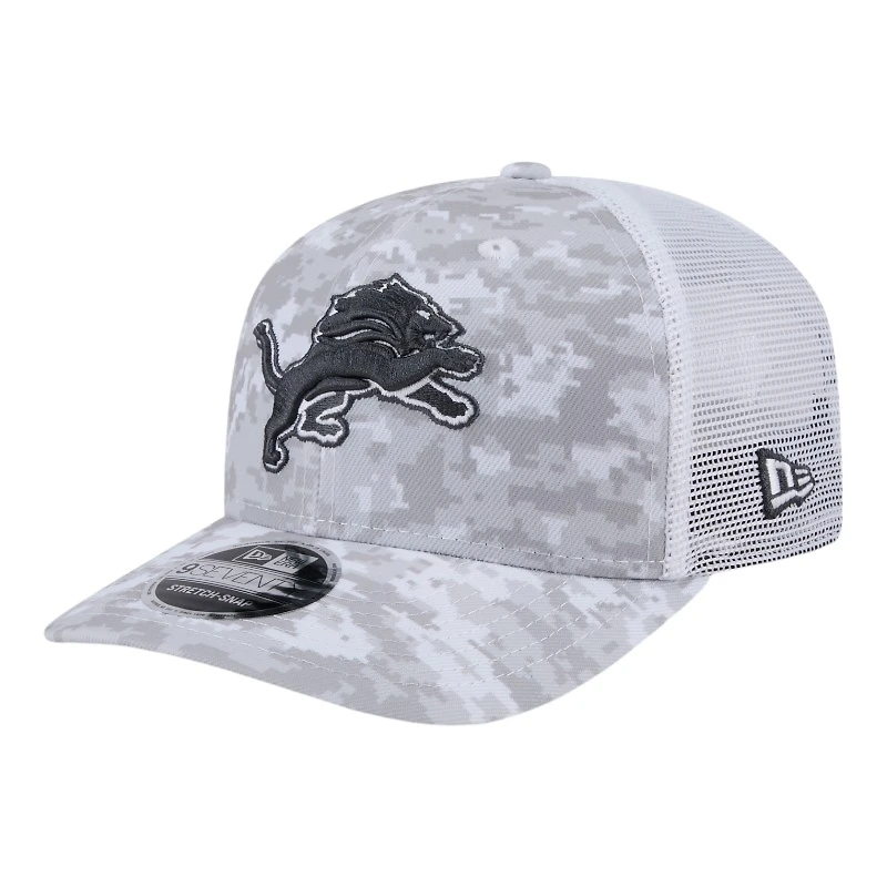Detroit Lions White Digital Camo 2024 NFL Salute to Service New Era 9SEVENTY Trucker Snapback Hat