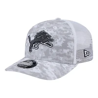 Detroit Lions White Digital Camo 2024 NFL Salute to Service New Era 9SEVENTY Trucker Snapback Hat