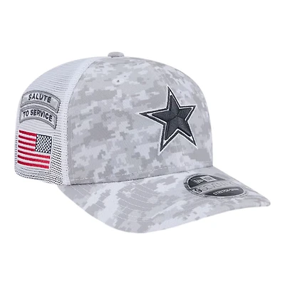 Dallas Cowboys White Digital Camo 2024 NFL Salute to Service New Era 9SEVENTY Trucker Snapback Hat