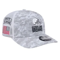 Cleveland Browns White Digital Camo 2024 NFL Salute to Service New Era 9SEVENTY Trucker Snapback Hat