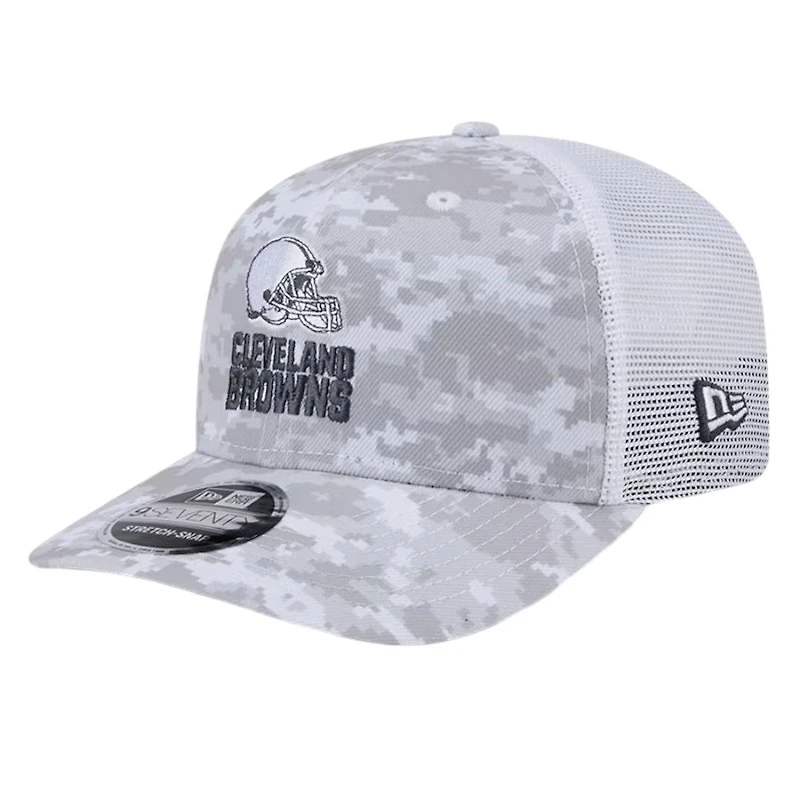 Cleveland Browns White Digital Camo 2024 NFL Salute to Service New Era 9SEVENTY Trucker Snapback Hat
