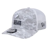Cleveland Browns White Digital Camo 2024 NFL Salute to Service New Era 9SEVENTY Trucker Snapback Hat