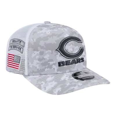 Chicago Bears White Digital Camo 2024 NFL Salute to Service New Era 9SEVENTY Trucker Snapback Hat