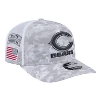 Chicago Bears White Digital Camo 2024 NFL Salute to Service New Era 9SEVENTY Trucker Snapback Hat