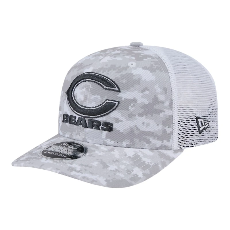Chicago Bears White Digital Camo 2024 NFL Salute to Service New Era 9SEVENTY Trucker Snapback Hat