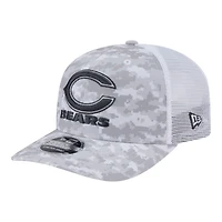 Chicago Bears White Digital Camo 2024 NFL Salute to Service New Era 9SEVENTY Trucker Snapback Hat