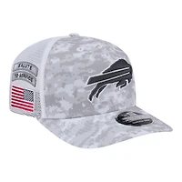 Buffalo Bills White Digital Camo 2024 NFL Salute to Service New Era 9SEVENTY Trucker Snapback Hat