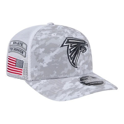 Atlanta Falcons White Digital Camo 2024 NFL Salute to Service New Era 9SEVENTY Trucker Snapback Hat