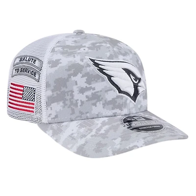 Arizona Cardinals White Digital Camo 2024 NFL Salute to Service New Era 9SEVENTY Trucker Snapback Hat