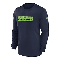 Seattle Seahawks College Navy Nike Sideline Player Performance Long Sleeve T-Shirt