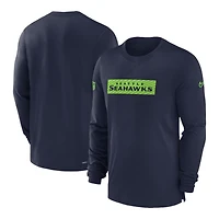 Seattle Seahawks College Navy Nike Sideline Player Performance Long Sleeve T-Shirt