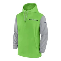 Seattle Seahawks Neon Green and Gray Nike 2024-25 Sideline Pre-Game Player Half Zip Hoodie Jacket
