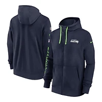 Seattle Seahawks College Navy Nike 2024 Sideline Club Full Zip Hoodie