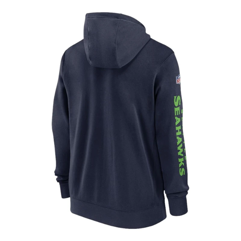 Seattle Seahawks College Navy Nike 2024 Sideline Club Full Zip Hoodie
