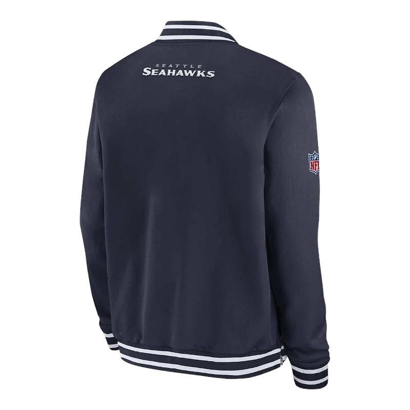 Seattle Seahawks College Navy Nike 2024 Sideline Full Zip Bomber Jacket