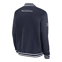 Seattle Seahawks College Navy Nike 2024 Sideline Full Zip Bomber Jacket