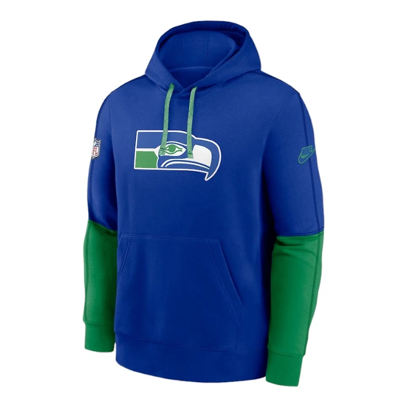 Seattle Seahawks Royal Blue Throwback Logo Nike Tri-Blend Pullover Hoodie