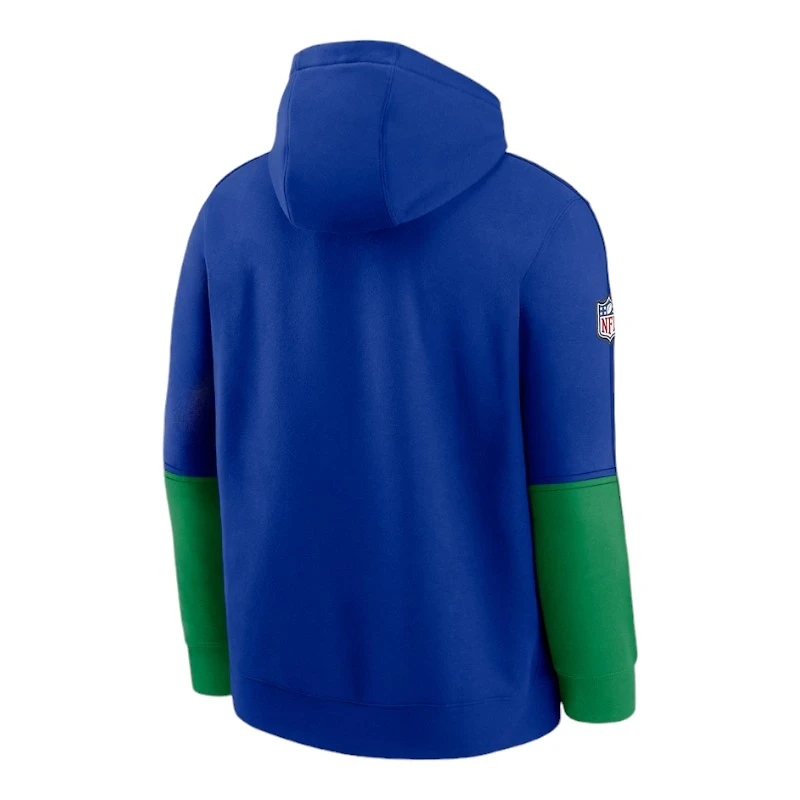 Seattle Seahawks Royal Blue Throwback Logo Nike Tri-Blend Pullover Hoodie