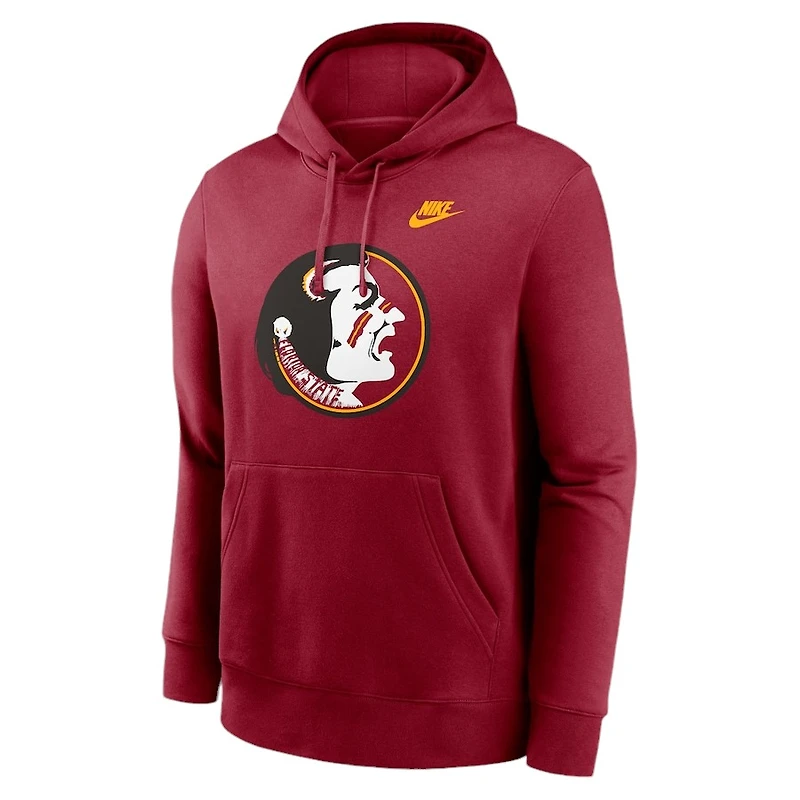 Florida State Seminoles Garnet Red Nike Legacy Logo Club Fleece Pullover Hoodie