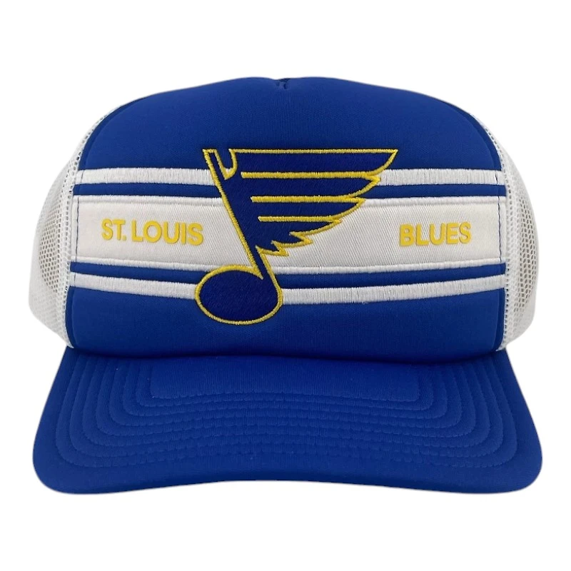 St. Louis Blues Royal and White Trucker Mesh Mitchell & Ness Snapback Hat