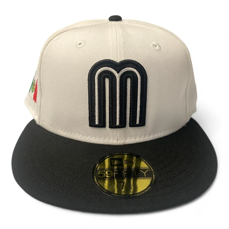 Mexico Chrome and Black Two Tone Flag Patch Gray UV New Era 59Fifty Fitted Hat