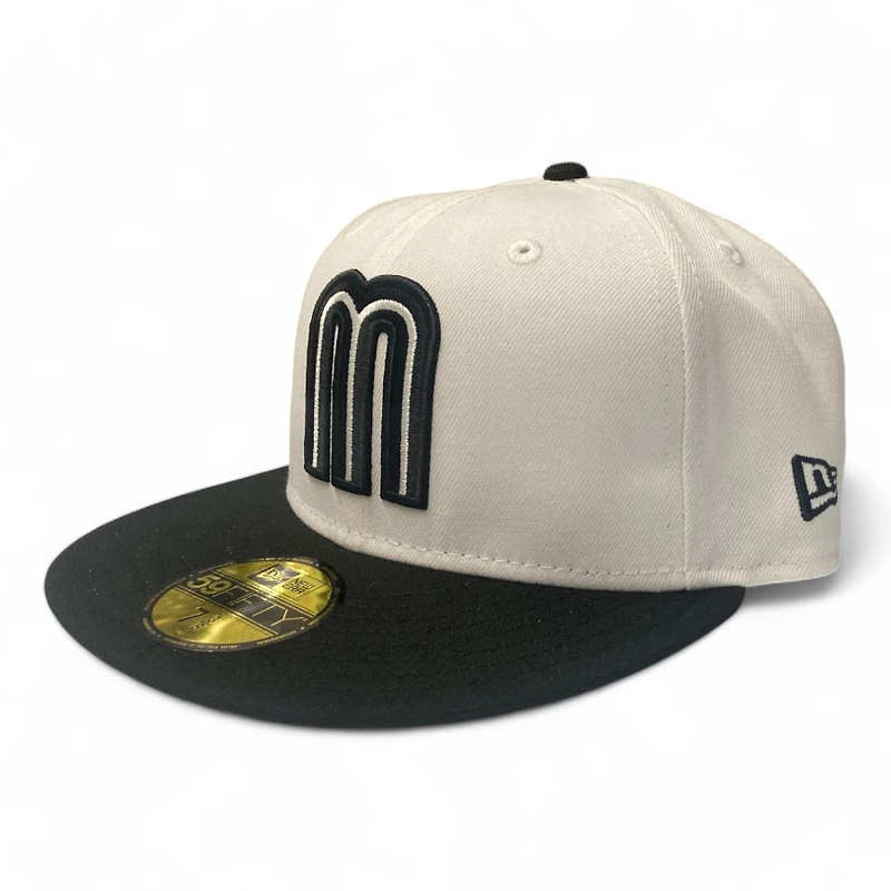 Mexico Chrome and Black Two Tone Flag Patch Gray UV New Era 59Fifty Fitted Hat