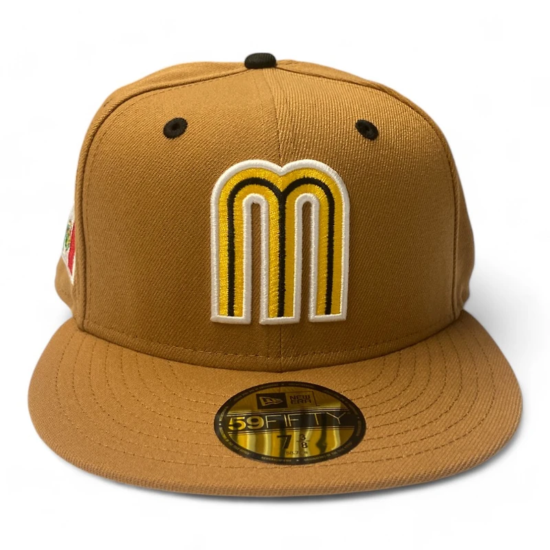 Mexico Toasted Peanut Flag Patch Text Batterman Gray UV New Era 59Fifty Fitted Hat