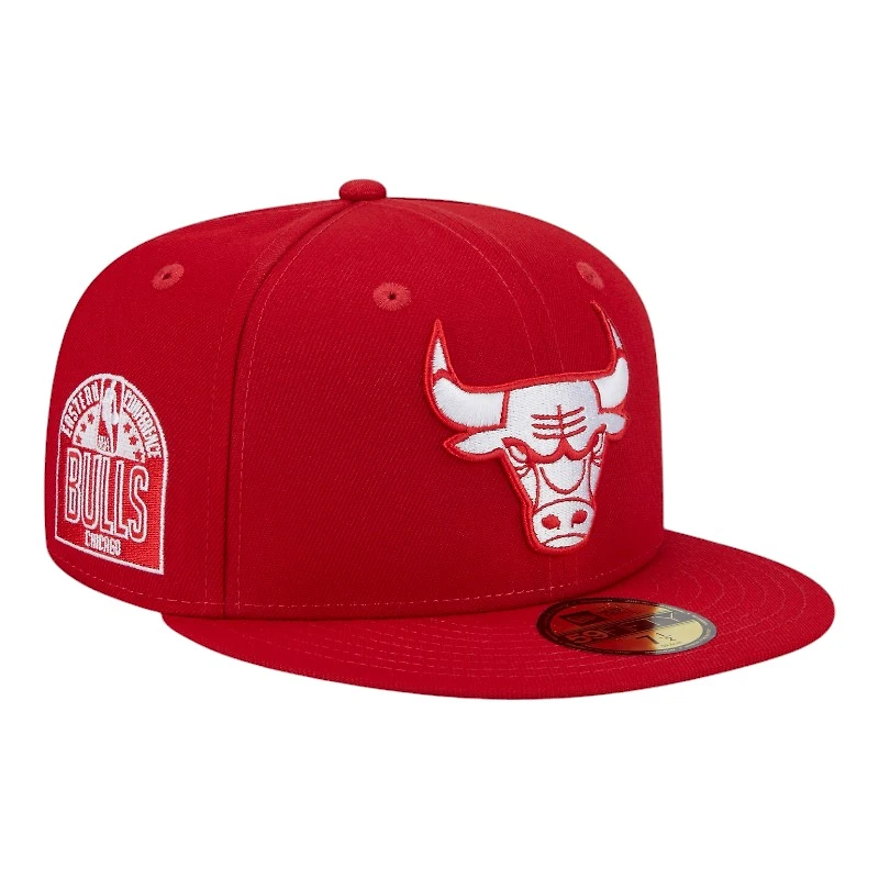 Chicago Bulls Scarlet Red Conference Patch Gray UV NFL New Era 59FIFTY Fitted Hat