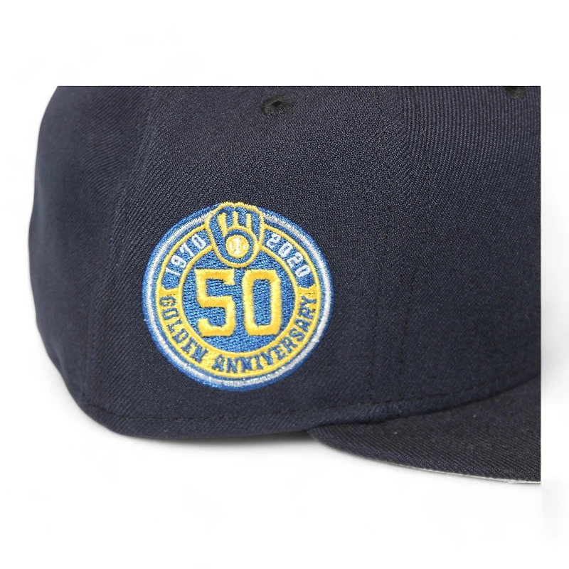Milwaukee Brewers Navy "DPM Fam Pack" 50th Anniversary Patch Gray UV New Era 59Fifty Fitted Hat