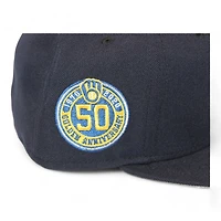 Milwaukee Brewers Navy "DPM Fam Pack" 50th Anniversary Patch Gray UV New Era 59Fifty Fitted Hat