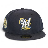 Milwaukee Brewers Navy "DPM Fam Pack" 50th Anniversary Patch Gray UV New Era 59Fifty Fitted Hat
