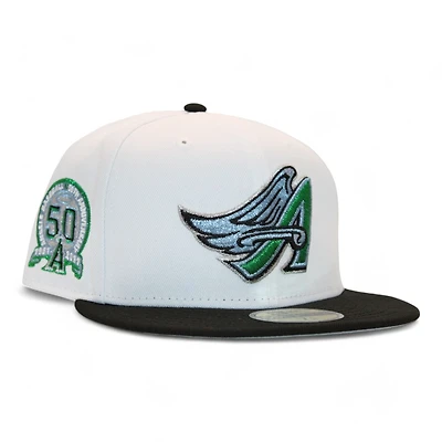 Los Angeles Angels White and Black "DPM Fam Pack" 50th Anniversary Patch Gray UV New Era 59Fifty Fitted Hat