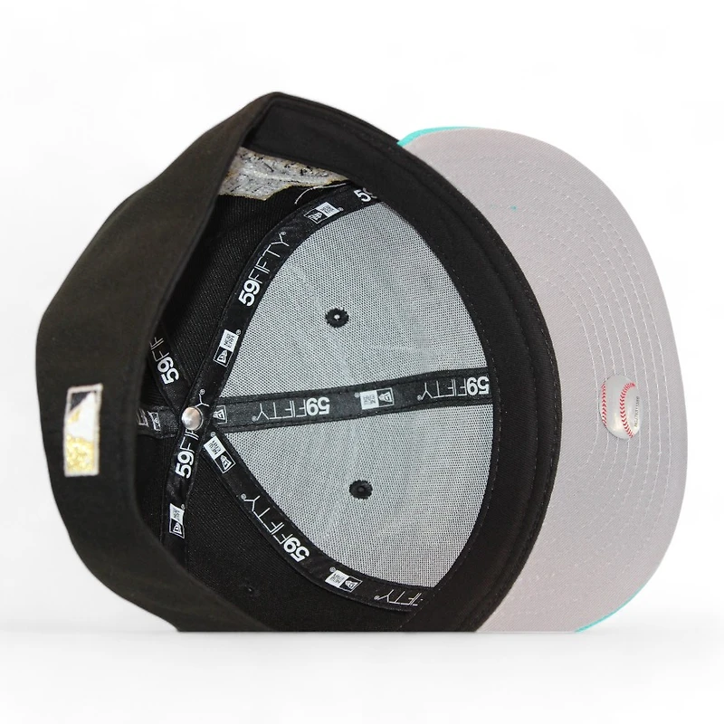 Cleveland Indians Black and Teal "Kat Gat Cap Pack" Jacobs Field Patch Gray UV New Era 59Fifty Fitted Hat