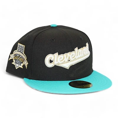 Cleveland Indians Black and Teal "Kat Gat Cap Pack" Jacobs Field Patch Gray UV New Era 59Fifty Fitted Hat