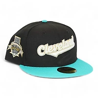 Cleveland Indians Black and Teal "Kat Gat Cap Pack" Jacobs Field Patch Gray UV New Era 59Fifty Fitted Hat