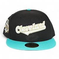 Cleveland Indians Black and Teal "Kat Gat Cap Pack" Jacobs Field Patch Gray UV New Era 59Fifty Fitted Hat