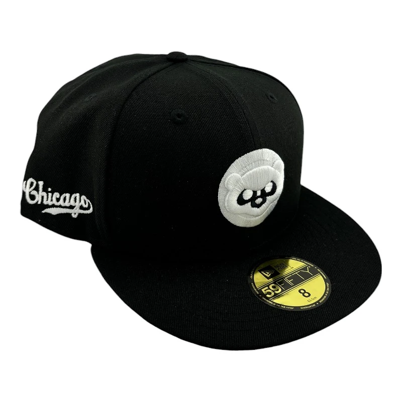 Chicago Cubs Black Script Patch Gray UV New Era 59FIFTY Fitted Hat