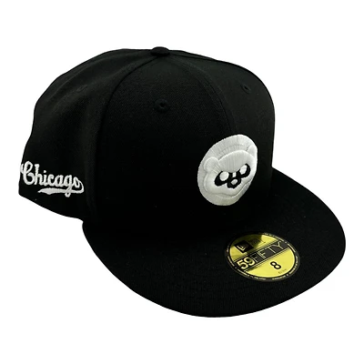 Chicago Cubs Black Script Patch Gray UV New Era 59FIFTY Fitted Hat