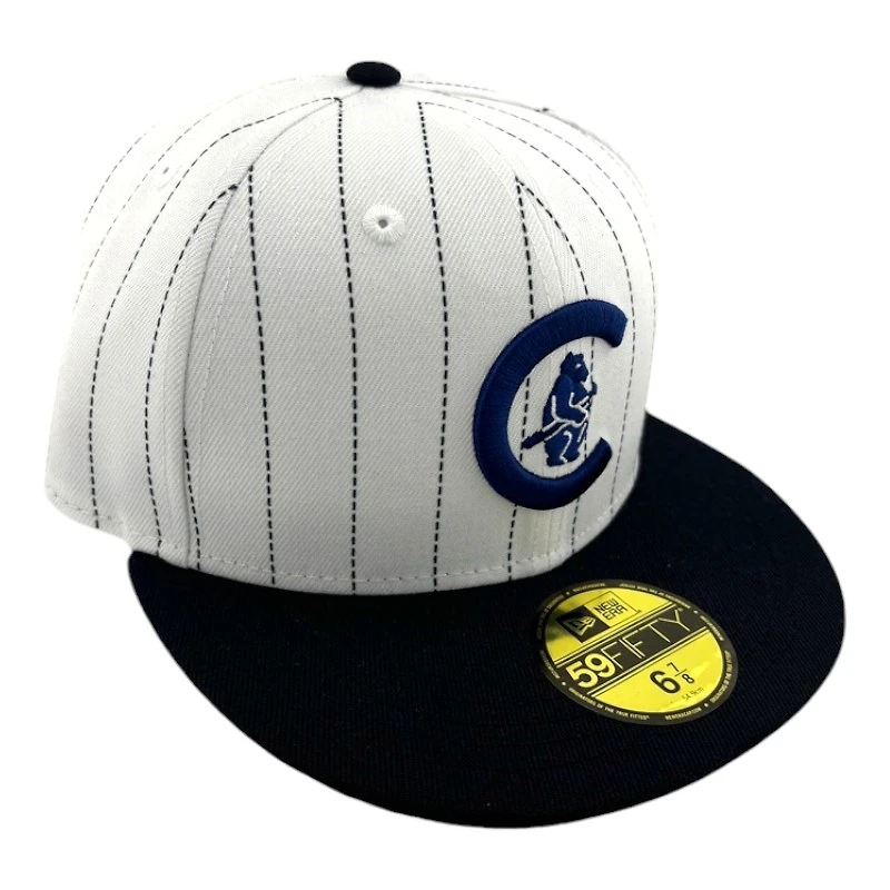 Chicago Cubs White and Navy Pinstripe Dark UV New Era 59FIFTY Fitted Hat