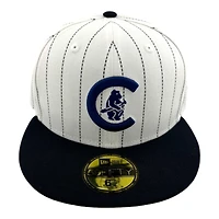 Chicago Cubs White and Navy Pinstripe Dark UV New Era 59FIFTY Fitted Hat