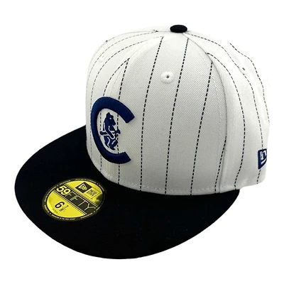 Chicago Cubs White and Navy Pinstripe Dark UV New Era 59FIFTY Fitted Hat