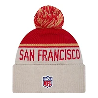 San Francisco 49ers 2024 NFL Sideline Historic Pom Cuffed Knit Beanie Hat