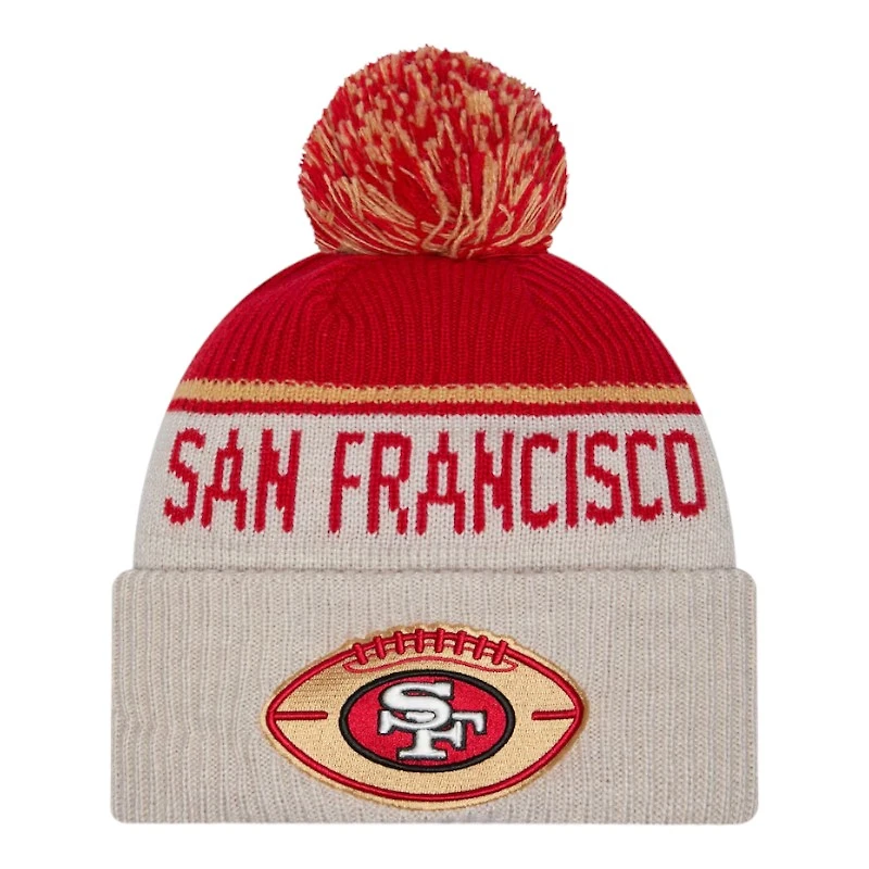 San Francisco 49ers 2024 NFL Sideline Historic Pom Cuffed Knit Beanie Hat